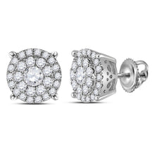 Load image into Gallery viewer, 14kt White Gold Diamond Cluster Earrings - Mesmerizing Brilliance - Splendid Jewellery
