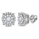 14kt White Gold Diamond Cluster Earrings - Mesmerizing Brilliance - Splendid Jewellery