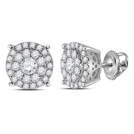 14kt White Gold Diamond Cluster Earrings - Mesmerizing Brilliance - Splendid Jewellery