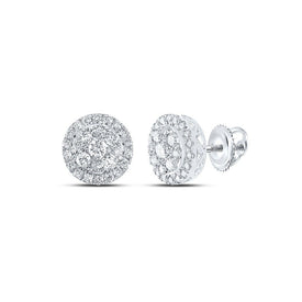 14kt White Gold Diamond Cluster Glamour Earrings - Splendid Jewellery