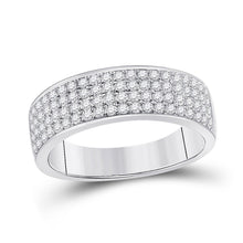 Load image into Gallery viewer, 14kt White Gold Diamond Cluster His and Hers Wedding Set - A Mesmerizing Display of Love and Brilliance - Side View