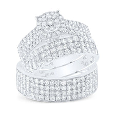 Load image into Gallery viewer, 14kt White Gold Diamond Cluster His and Hers Wedding Set - A Mesmerizing Display of Love and Brilliance - Splendid Jewellery