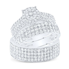 Load image into Gallery viewer, 14kt White Gold Diamond Cluster His and Hers Wedding Set - A Mesmerizing Display of Love and Brilliance - Top View