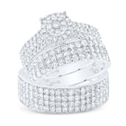 14kt White Gold Diamond Cluster His and Hers Wedding Set - A Mesmerizing Display of Love and Brilliance - Top View