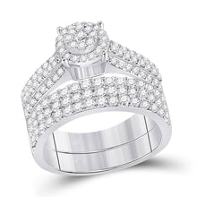 Load image into Gallery viewer, 14kt White Gold Diamond Cluster His and Hers Wedding Set - A Mesmerizing Display of Love and Brilliance - Splendid Jewellery