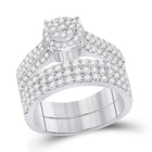 14kt White Gold Diamond Cluster His and Hers Wedding Set - A Mesmerizing Display of Love and Brilliance - Splendid Jewellery