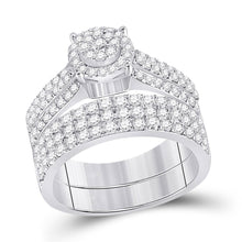 Load image into Gallery viewer, 14kt White Gold Diamond Cluster His and Hers Wedding Set - A Mesmerizing Display of Love and Brilliance - Second Side View