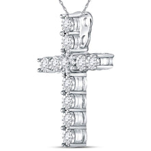 Load image into Gallery viewer, 14kt White Gold Diamond Cross Pendant: A Timeless Symbol of Faith and Elegance - Side View