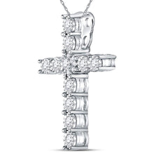 Load image into Gallery viewer, 14kt White Gold Diamond Cross Pendant: A Timeless Symbol of Faith and Elegance - Second Side View
