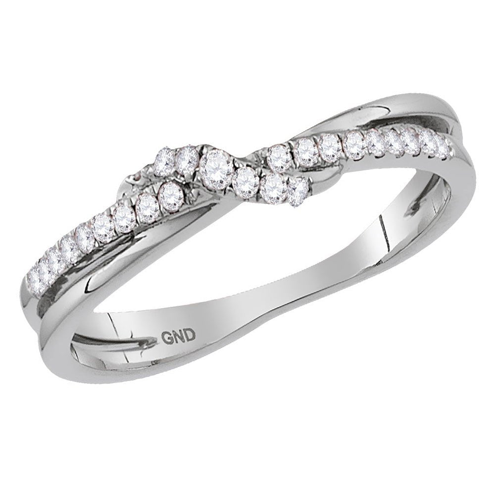 14kt White Gold Diamond Crossover Eternity Band - A Dazzling Stackable Ring for Elegant Women - Splendid Jewellery