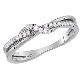 14kt White Gold Diamond Crossover Eternity Band - A Dazzling Stackable Ring for Elegant Women - Splendid Jewellery