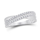 14kt White Gold Diamond Crossover Journey Band Ring 1/5 Cttw - Splendid Jewellery - Splendid Jewellery