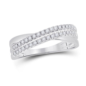 14kt White Gold Diamond Crossover Journey Band Ring 1/5 Cttw - Splendid Jewellery - Splendid Jewellery