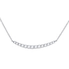 14kt White Gold Diamond Curved Bar Necklace - Radiant Brilliance - Splendid Jewellery