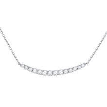 Load image into Gallery viewer, 14kt White Gold Diamond Curved Bar Necklace - Radiant Brilliance - Splendid Jewellery