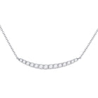 14kt White Gold Diamond Curved Bar Necklace - Radiant Brilliance - Splendid Jewellery