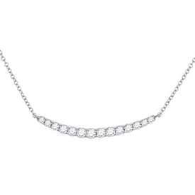 14kt White Gold Diamond Curved Bar Necklace - Radiant Brilliance - Splendid Jewellery