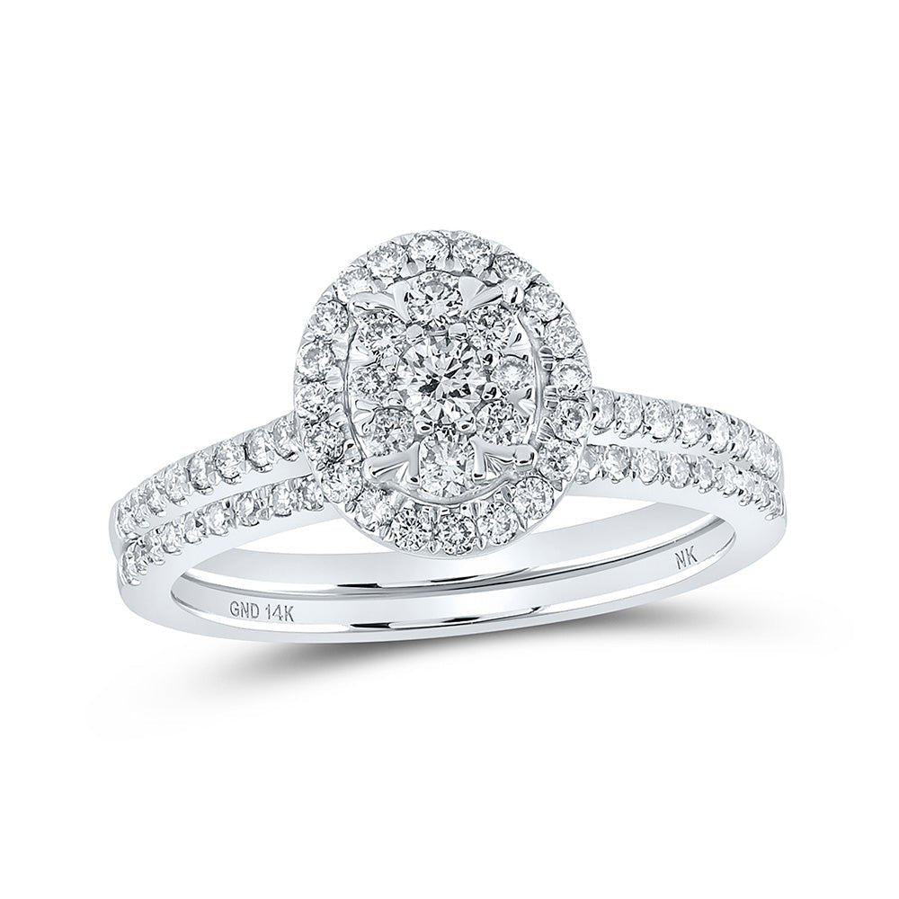 14kt White Gold Diamond Elegance Bridal Wedding Ring Band Set - Splendid Jewellery