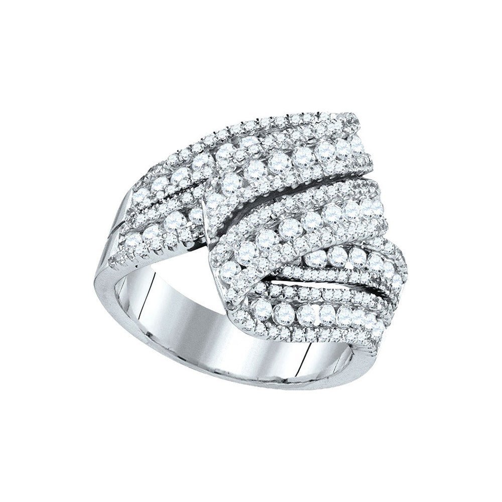 14kt White Gold Diamond Elegance Fold Over Fashion Ring - Splendid Jewellery