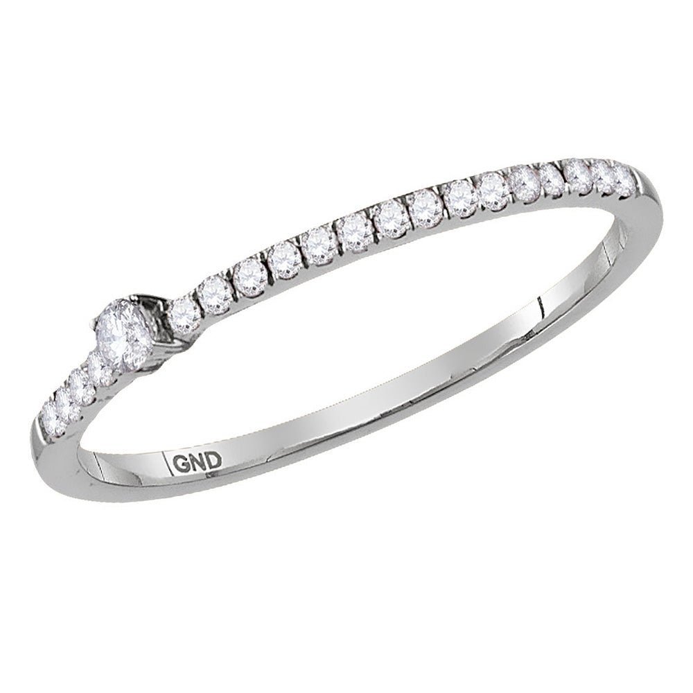 14kt White Gold Diamond Eternity Band | Luxurious Round Diamond Stackable Ring 1/8 Cttw | Splendid Jewellery - Splendid Jewellery