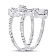 Load image into Gallery viewer, 14kt White Gold Diamond Floral Spiral Fashion Ring - Second Side View