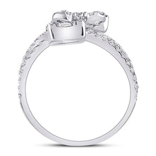 Load image into Gallery viewer, 14kt White Gold Diamond Floral Spiral Fashion Ring - Side View