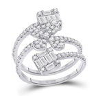 14kt White Gold Diamond Floral Spiral Fashion Ring - Top View