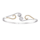 14kt White Gold Diamond Flower Cluster Bangle Bracelet - Dazzling Elegance - Splendid Jewellery