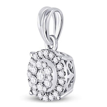 Load image into Gallery viewer, 14kt White Gold Diamond Halo Cluster Pendant - Timeless Elegance and Mesmerizing Brilliance  Side View 2 from Splendid Jewellery