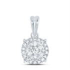 14kt White Gold Diamond Halo Cluster Pendant - Timeless Elegance and Mesmerizing Brilliance  Top View from Splendid Jewellery