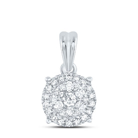 14kt White Gold Diamond Halo Cluster Pendant - Timeless Elegance and Mesmerizing Brilliance  Top View from Splendid Jewellery