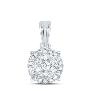 14kt White Gold Diamond Halo Cluster Pendant - Timeless Elegance and Mesmerizing Brilliance - Splendid Jewellery