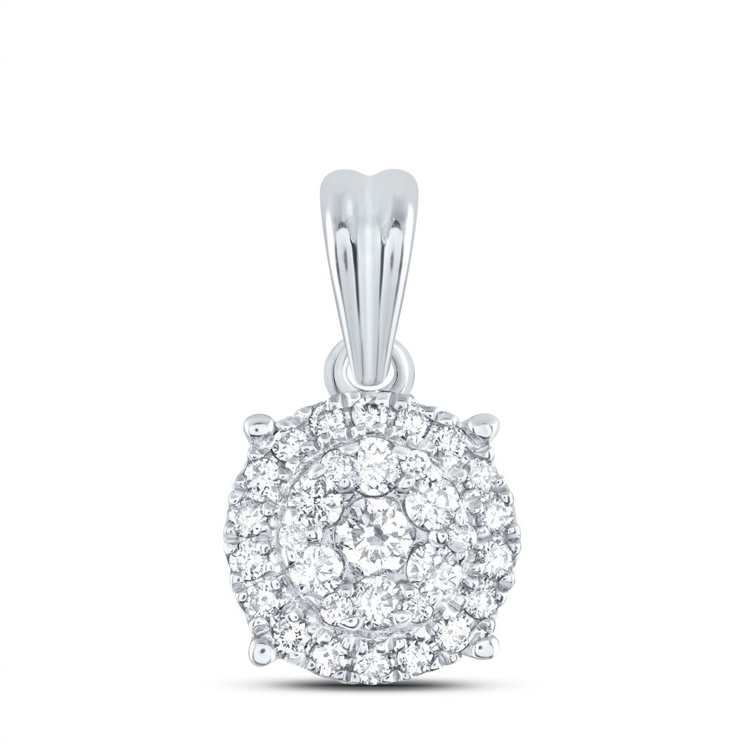 14kt White Gold Diamond Halo Cluster Pendant - Timeless Elegance and Mesmerizing Brilliance - Splendid Jewellery