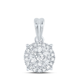 14kt White Gold Diamond Halo Cluster Pendant - Timeless Elegance and Mesmerizing Brilliance - Splendid Jewellery