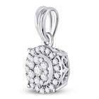 14kt White Gold Diamond Halo Cluster Pendant - Timeless Elegance and Mesmerizing Brilliance  Side View from Splendid Jewellery