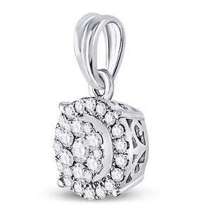 14kt White Gold Diamond Halo Cluster Pendant - Timeless Elegance and Mesmerizing Brilliance - Splendid Jewellery