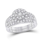 14kt White Gold Diamond Halo Wedding Ring Band Set 1 Cttw | Splendid Jewellery - Splendid Jewellery