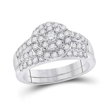 Load image into Gallery viewer, 14kt White Gold Diamond Halo Wedding Ring Band Set 1 Cttw | Splendid Jewellery - Splendid Jewellery