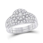 14kt White Gold Diamond Halo Wedding Ring Band Set 1 Cttw | Splendid Jewellery - Splendid Jewellery