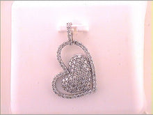 Load image into Gallery viewer, 14kt White Gold Diamond Heart &amp; Love Symbol Pendant - Side View