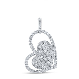 14kt White Gold Diamond Heart & Love Symbol Pendant - Splendid Jewellery