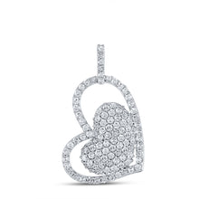 Load image into Gallery viewer, 14kt White Gold Diamond Heart &amp; Love Symbol Pendant - Top View