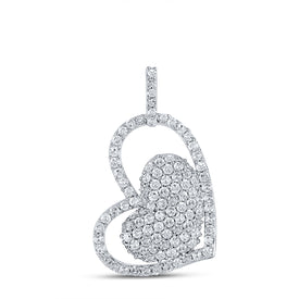 14kt White Gold Diamond Heart & Love Symbol Pendant - Top View