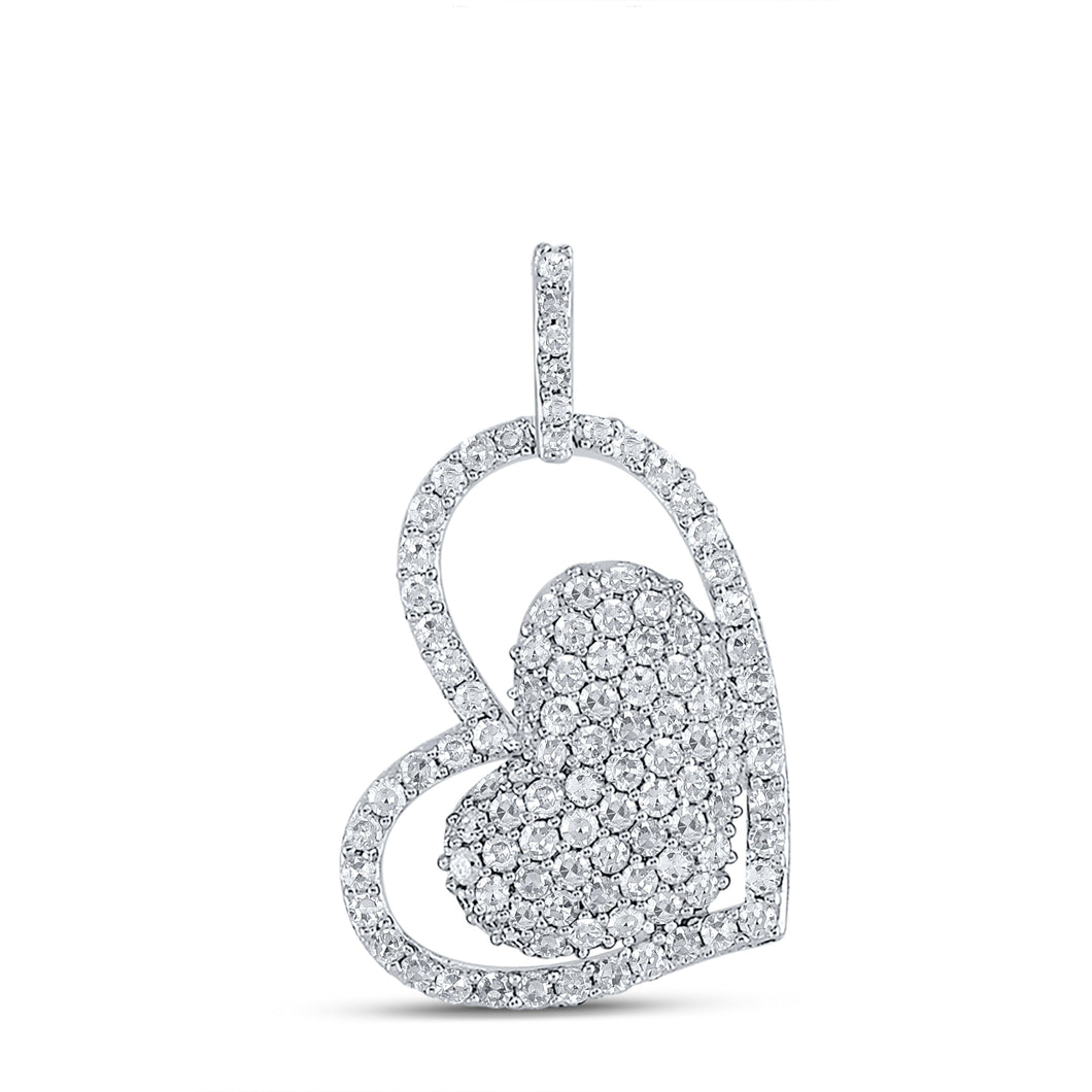 14kt White Gold Diamond Heart & Love Symbol Pendant - Splendid Jewellery