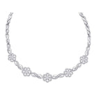 14kt White Gold Diamond Infinity Flower Cluster Pendant Necklace - Splendid Jewellery