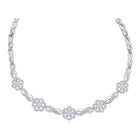 14kt White Gold Diamond Infinity Flower Cluster Pendant Necklace - Splendid Jewellery