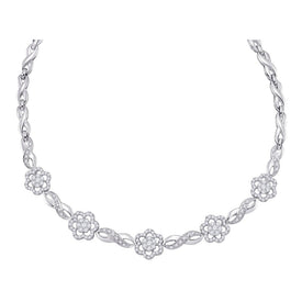 14kt White Gold Diamond Infinity Flower Cluster Pendant Necklace - Splendid Jewellery