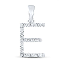 Load image into Gallery viewer, 14kt White Gold Diamond Initial Pendant - Personalized E Letter Necklace - Top View