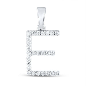 14kt White Gold Diamond Initial Pendant - Personalized E Letter Necklace - Splendid Jewellery