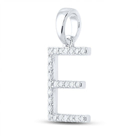 14kt White Gold Diamond Initial Pendant - Personalized E Letter Necklace - Splendid Jewellery